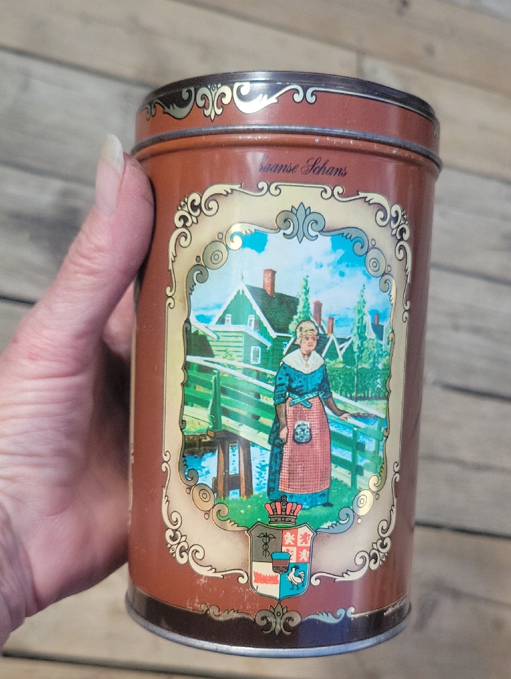 Vintage Dutch Decorative Tin with Scenic Panel